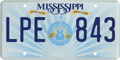 MS license plate LPE843