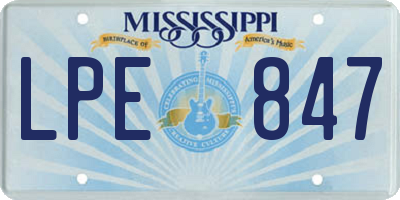 MS license plate LPE847