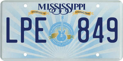MS license plate LPE849