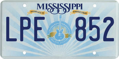 MS license plate LPE852