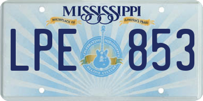 MS license plate LPE853
