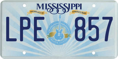 MS license plate LPE857