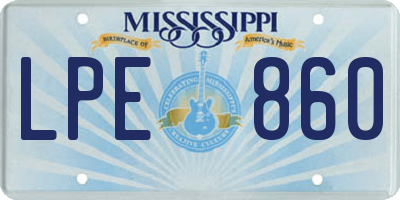 MS license plate LPE860