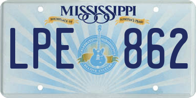 MS license plate LPE862