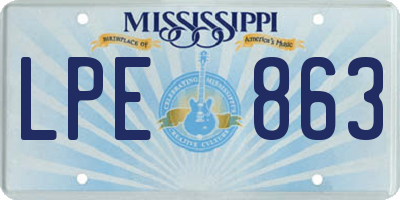 MS license plate LPE863