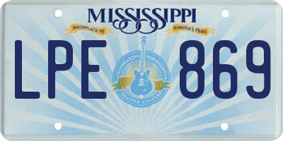 MS license plate LPE869