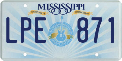 MS license plate LPE871