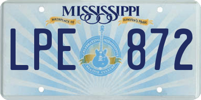MS license plate LPE872