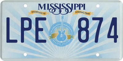 MS license plate LPE874
