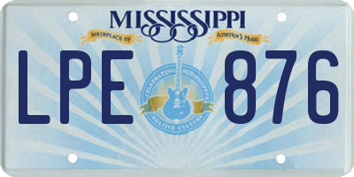 MS license plate LPE876