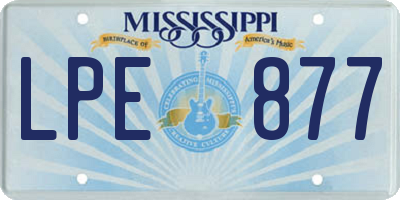 MS license plate LPE877