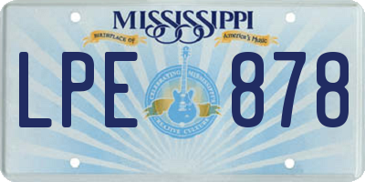 MS license plate LPE878