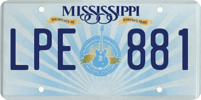 MS license plate LPE881