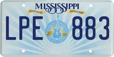 MS license plate LPE883