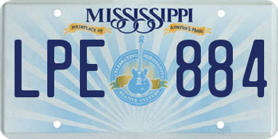 MS license plate LPE884