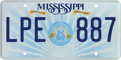 MS license plate LPE887