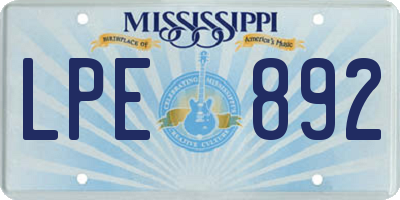 MS license plate LPE892