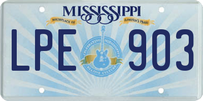 MS license plate LPE903