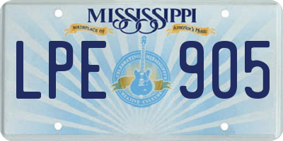 MS license plate LPE905