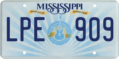 MS license plate LPE909