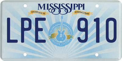 MS license plate LPE910