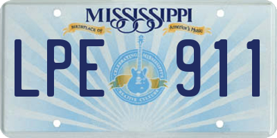 MS license plate LPE911