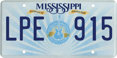 MS license plate LPE915