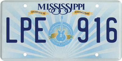 MS license plate LPE916