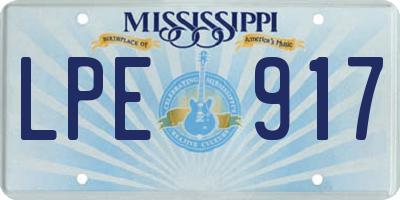 MS license plate LPE917