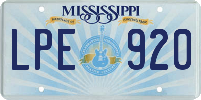 MS license plate LPE920