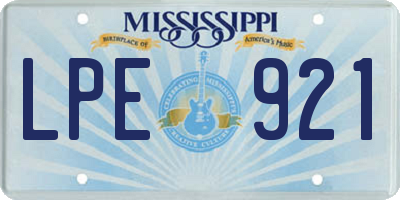 MS license plate LPE921