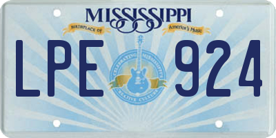 MS license plate LPE924