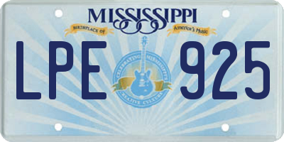 MS license plate LPE925