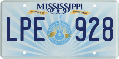 MS license plate LPE928