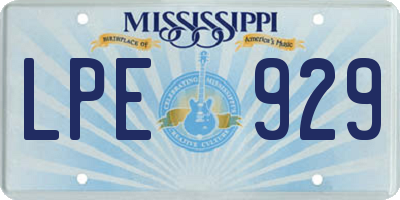 MS license plate LPE929