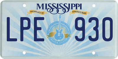 MS license plate LPE930