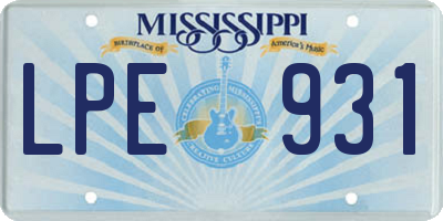 MS license plate LPE931