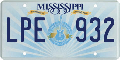 MS license plate LPE932