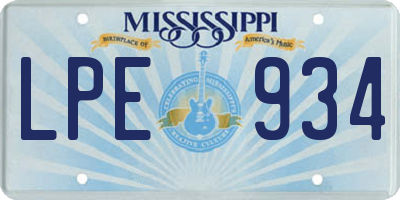 MS license plate LPE934