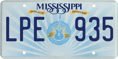 MS license plate LPE935
