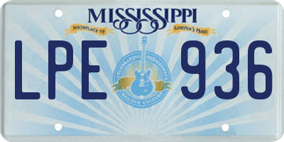 MS license plate LPE936