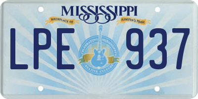 MS license plate LPE937