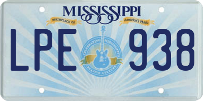 MS license plate LPE938