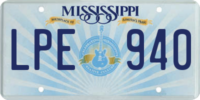 MS license plate LPE940
