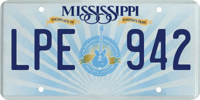MS license plate LPE942