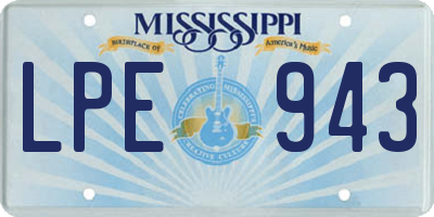 MS license plate LPE943