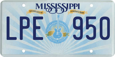 MS license plate LPE950