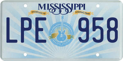 MS license plate LPE958