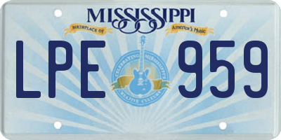 MS license plate LPE959
