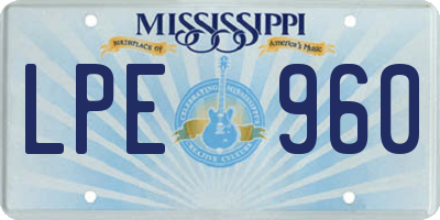 MS license plate LPE960